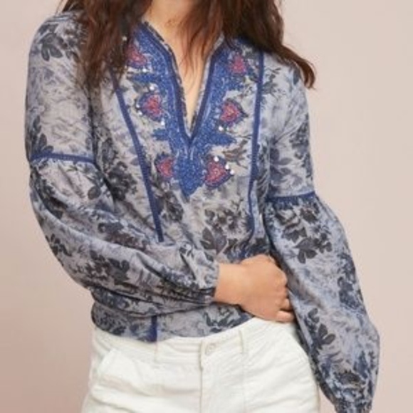 NWOT Anthropologie Ranna Gill Sisario Peasant Top - Picture 3 of 6